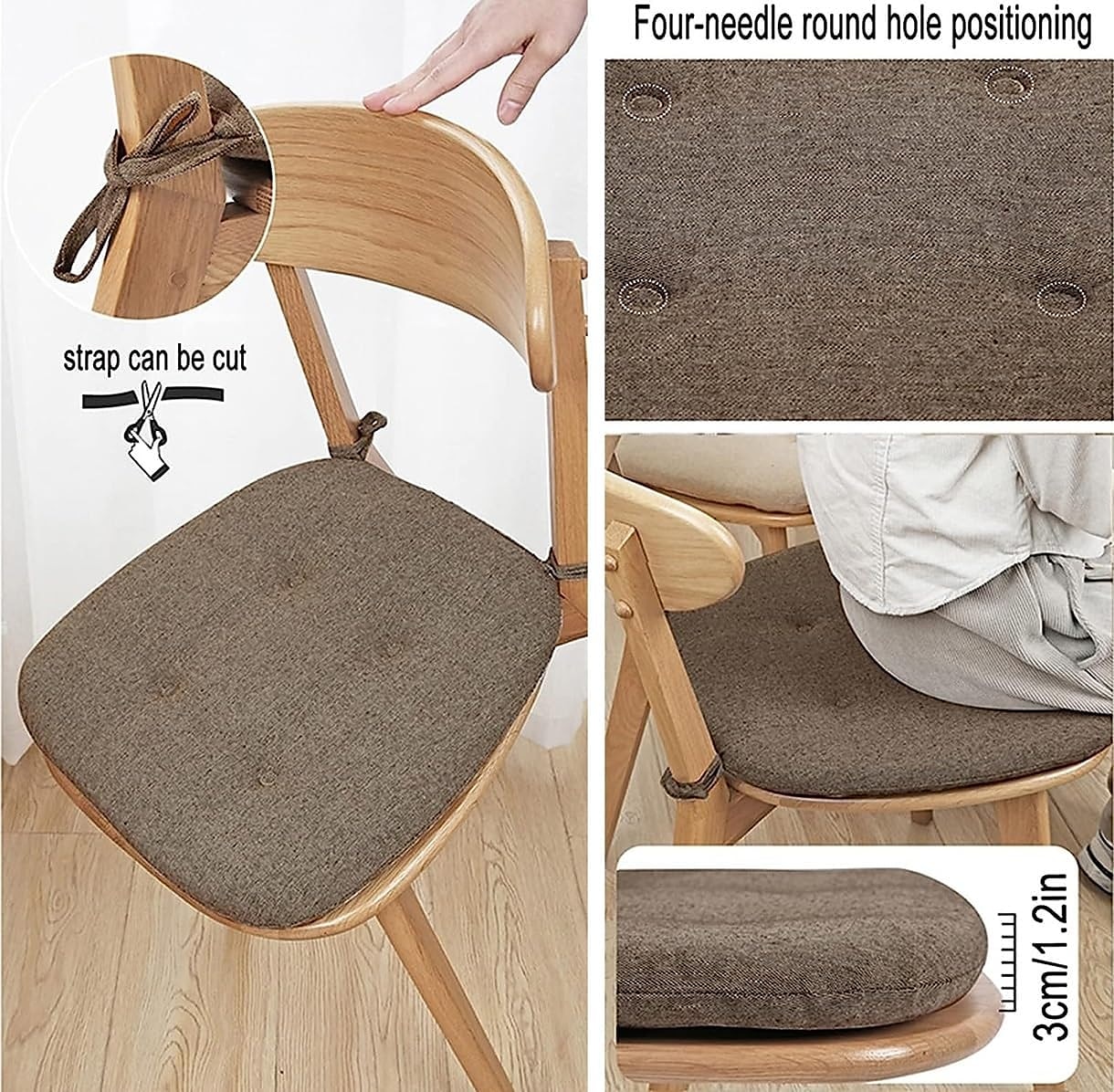 Coussin de chaise coussin de siège de chaise de salle à manger coussin de chaise en mousse à mémoire de forme antidérapant avec attaches housse de siège en forme de u mélange de coton de 2025 ? $7.99 –P4