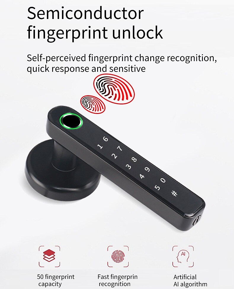Bedroom Door Double Row Graffiti Smart Lock Home Indoor Wooden Door Fingerprint Lock Office Electronic Password Door Lock 2025 - $84.99 –P5