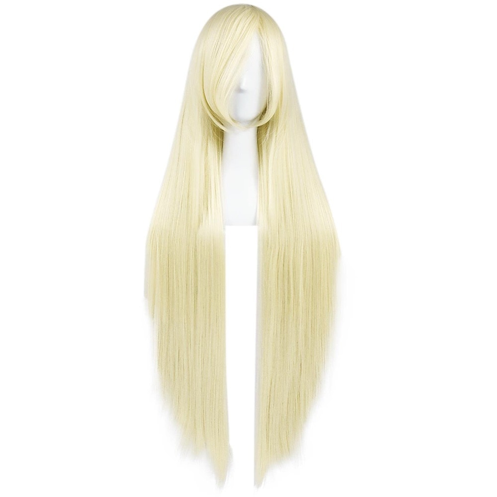 100 cm vaaleansininen peruukki naisten tytöille cosplay suora peruukki otsatukkalla synteettiset hiukset peruukkiasu anime halloween -juhliin 2026 - $28.99 –P14