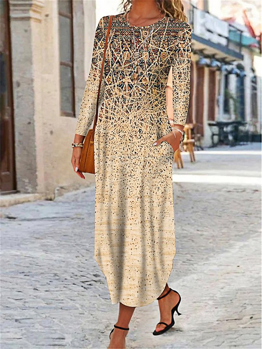 tribal long sleeve dress Asymmetrical Long Sleeves Dress  Raw Silk S / Natural Color