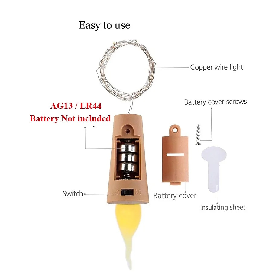 2m 20leds kaars wijnfles lichtslinger wijnfles vlam kurk lamp diy party bruiloft valentijnsdag guirlande 2025 - $7.99 –P4