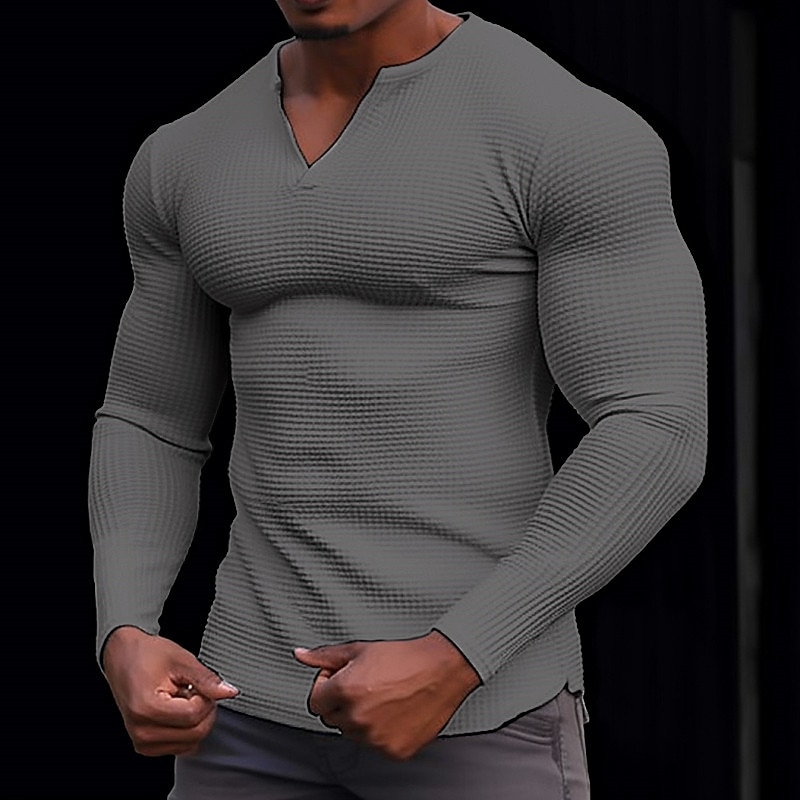 Per uomo Camicia a nido d'ape Maglietta Camicia a Maniche Lunghe Manica Lunga Scollo a V Primavera & Autunno Semplice Moda Designer Essenziale Vacanza Streetwear Uscire Nero Bianco Arancione del 2025 a $21.99 –P7