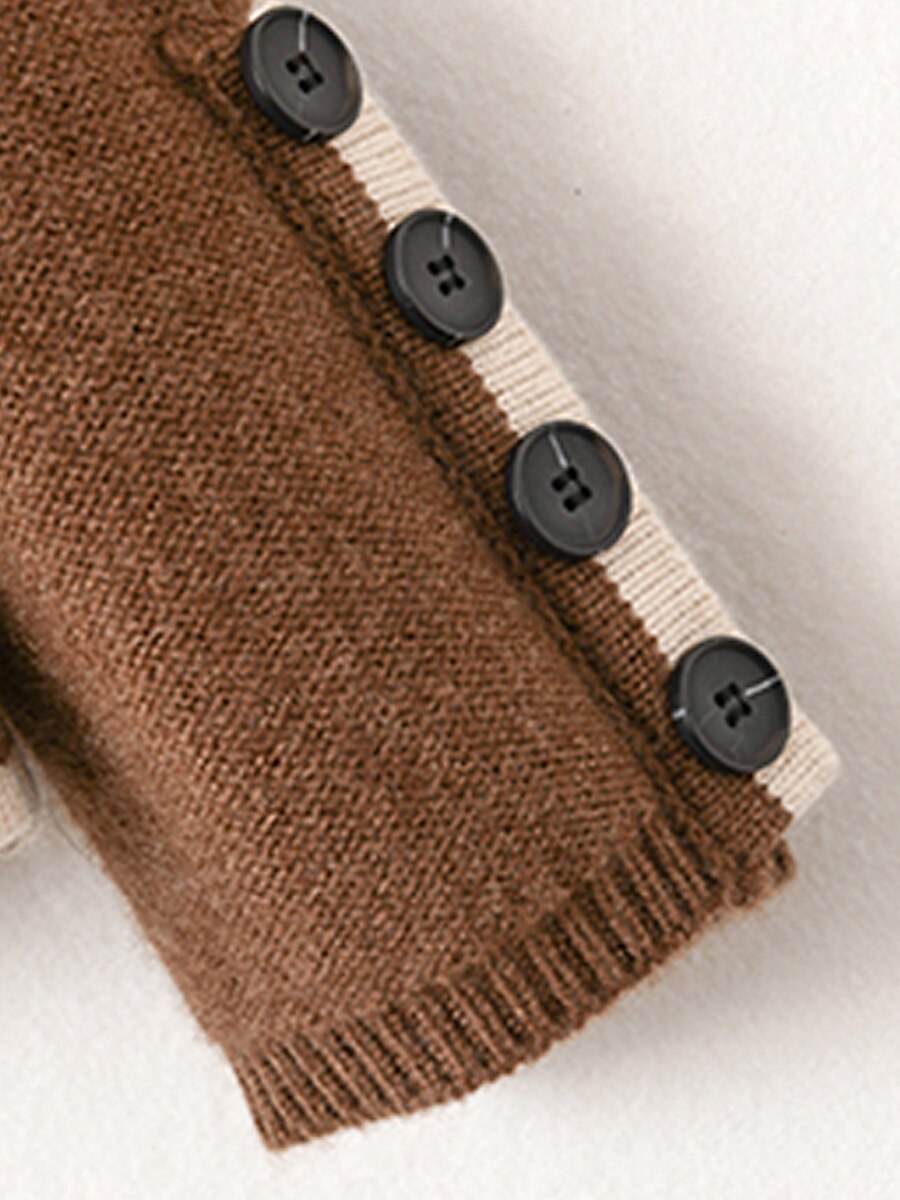 Women's Cardigan Sweater Stand Collar Ribbed Knit Alpaca Wool Button Pocket Fall Winter Outdoor Daily Going out Stylish Casual Soft Long Sleeve Solid Color Brown Beige Grey M L XL 2023 - US $27.99 –P1
