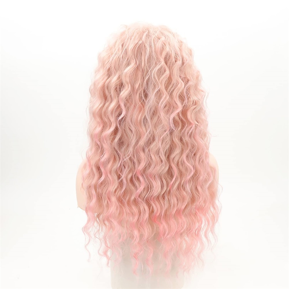 lunghe parrucche ricci rosa per le donne riscaldano la parrucca riccia ondulata sintetica a strati parrucca di sostituzione dei capelli gonfi riccioli sciolti parrucca da festa quotidiana del 2025 a $24.99 –P16
