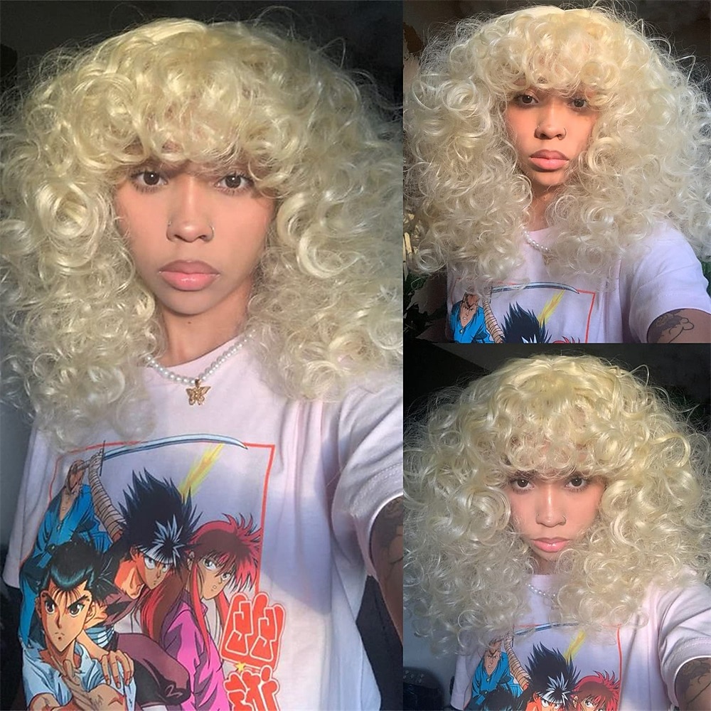 Long Curly Wavy Blonde Wigs for Women Side Part Natural Looking Cosplay Synthetic Fiber Wig Heat Resistant Replacement Wig Halloween Cosplay Party Wigs 2025 - $23.99 –P17