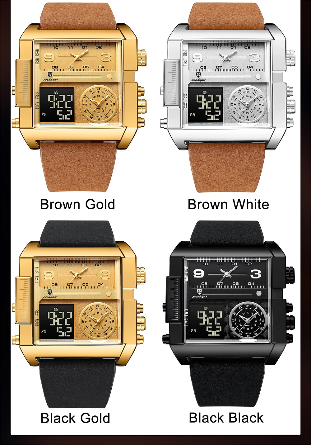 POEDAGAR Luxury Men Quartz Watch Sports Rectangle Waterproof Multifunction Analog Quartz Wristwatch Luminous Calendar Men Watch Digital Men's Watches 2025 - $34.99 –P5