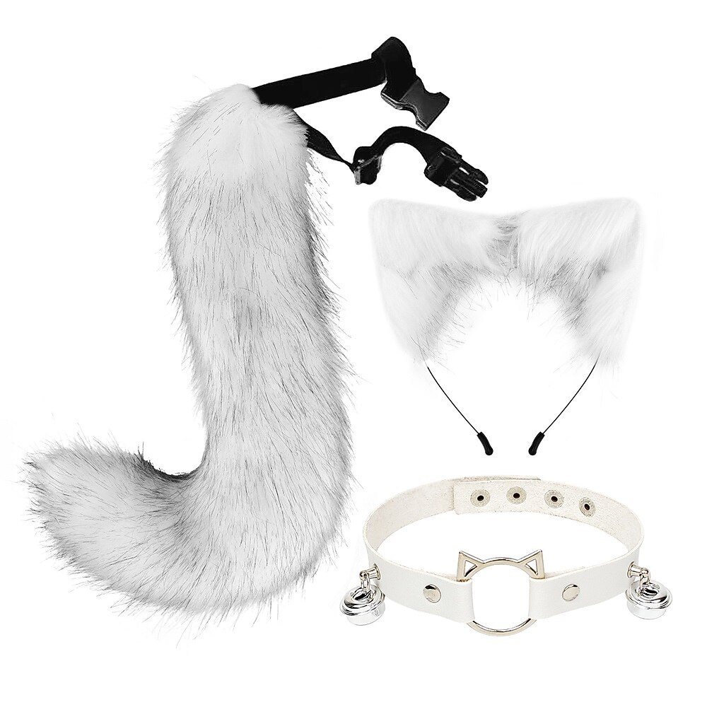 cos peluche animal oreille queue d'animal costume anime renard oreille loup oreille cheveux cerceau queue accessoire chat tête cloche collier de 2026 ? $25.99 –P8