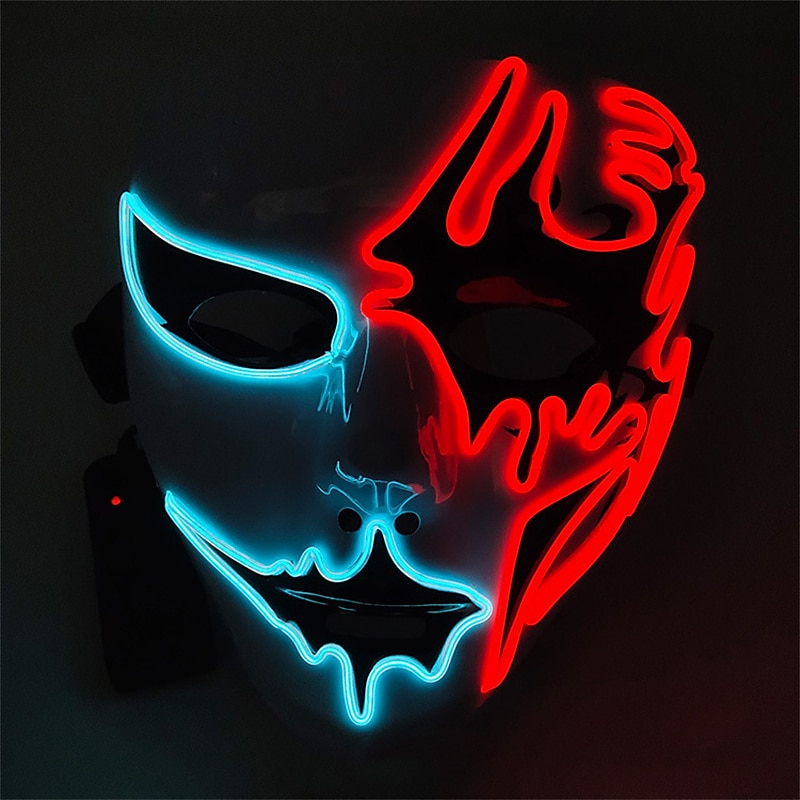 Neon Light LED Mask LED Halloween Scary Mask Cosplay Party Masque Masquerade Masks Halloween Costume Carnival Glow Party Props 2025 - $28.99 –P16