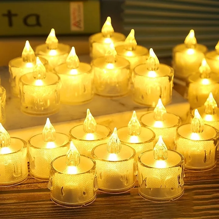 LED Electronic Candle Light Battery Powered Ghost Festival Decoration Night Light for Christmas New Year Wedding Party Home Decoration Lighting 4/12/24pcs for Halloween 2025 - $9.99 –P5
