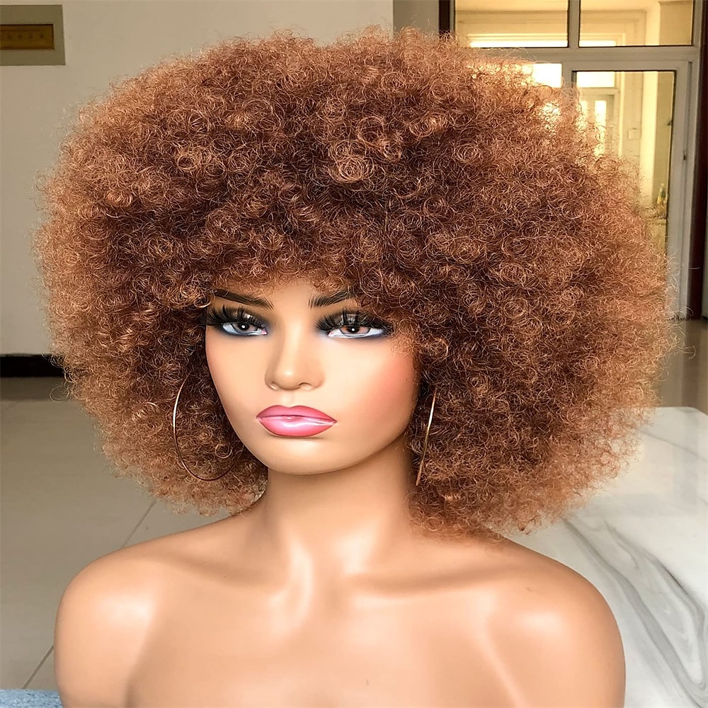 Short Afro Wig with Bangs for Black Women Afro Kinky Curly Wig 70s Premium Synthetic Big Afro Wig 2025 - $20.99 –P14