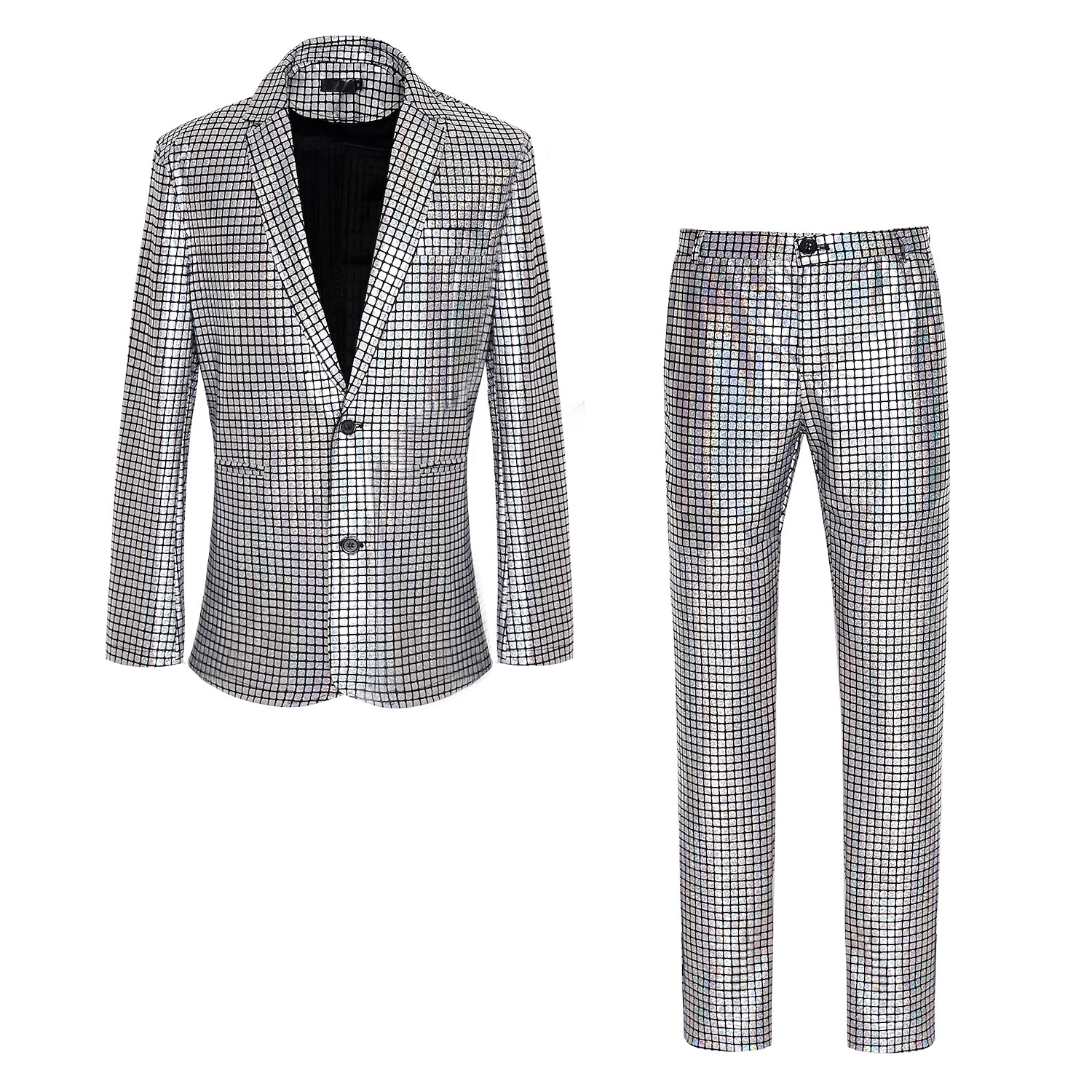 disco 1980erne Bukser Drakter Dresser & Blazere Disk Paljetter Herre Karnevalskostyme Maskerade Ytelse Fest Klubb Voksne Frakk Bukser Alle årstider 2025 - $57.99 –P7