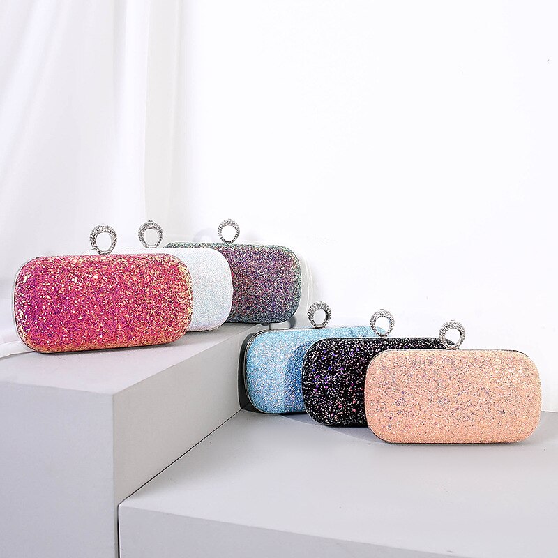 Women's Clutch Evening Bag Wristlet Clutch Bags PU Leather Party Bridal Shower Holiday Rhinestone Large Capacity Lightweight Durable Solid Color Small white Small black Small blue 2025 - $26.99 –P4