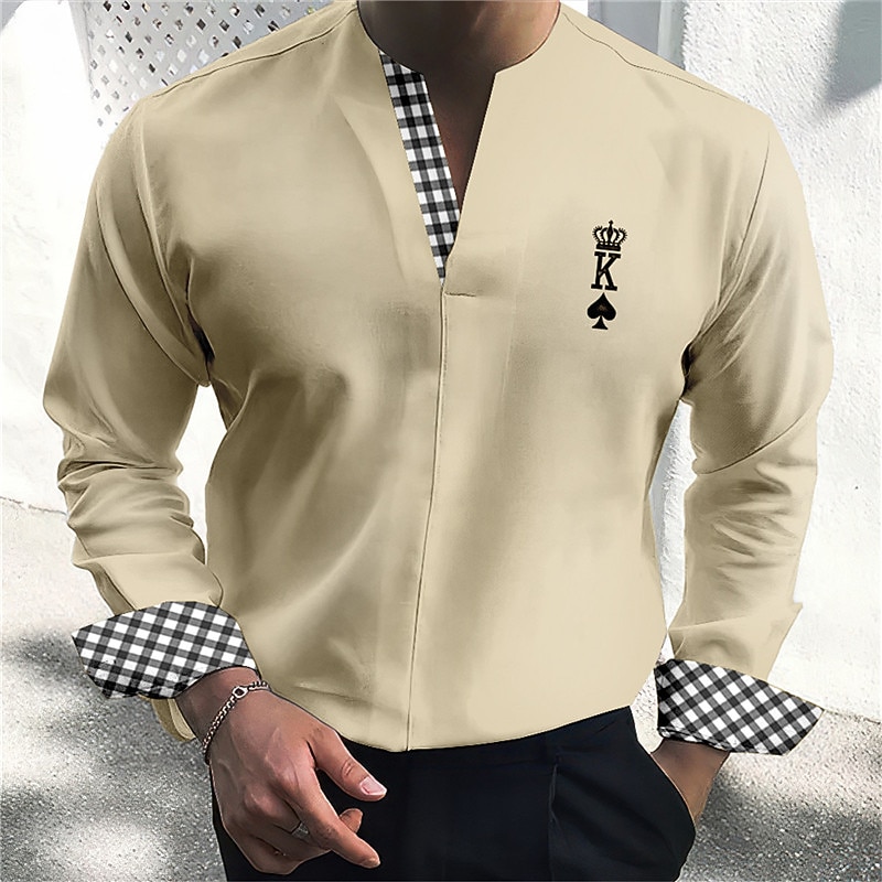 Hombre Camisa Camisa para Vestido Plaid Exterior Casual Blanco Azul Piscina Verde Trébol Caqui Manga Larga Escote en Pico Verano Otoño Ropa Estampado 2025 - $26.99 –P4