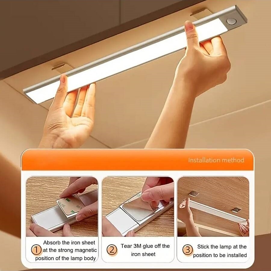 LED Motion Sensor Light Wireless Wall Lamp USB LED Night Lights USB Rechargeable Night Lamps For Kitchen Cabinet Wardrobe Lamp Staircase 10/20/30/40CM 2025 - $9.99 –P4