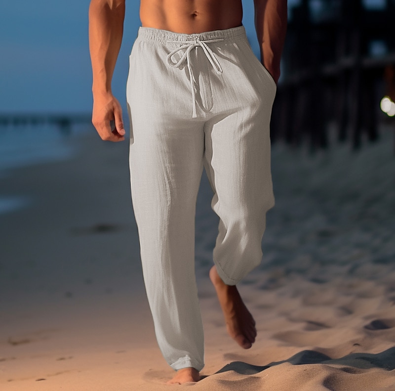 Mens Linen Cotton Relaxed-Fit Casual Pants Baggy Lightweight Breathable  Summer Beach Vacation Lounge Pants - Walmart.com
