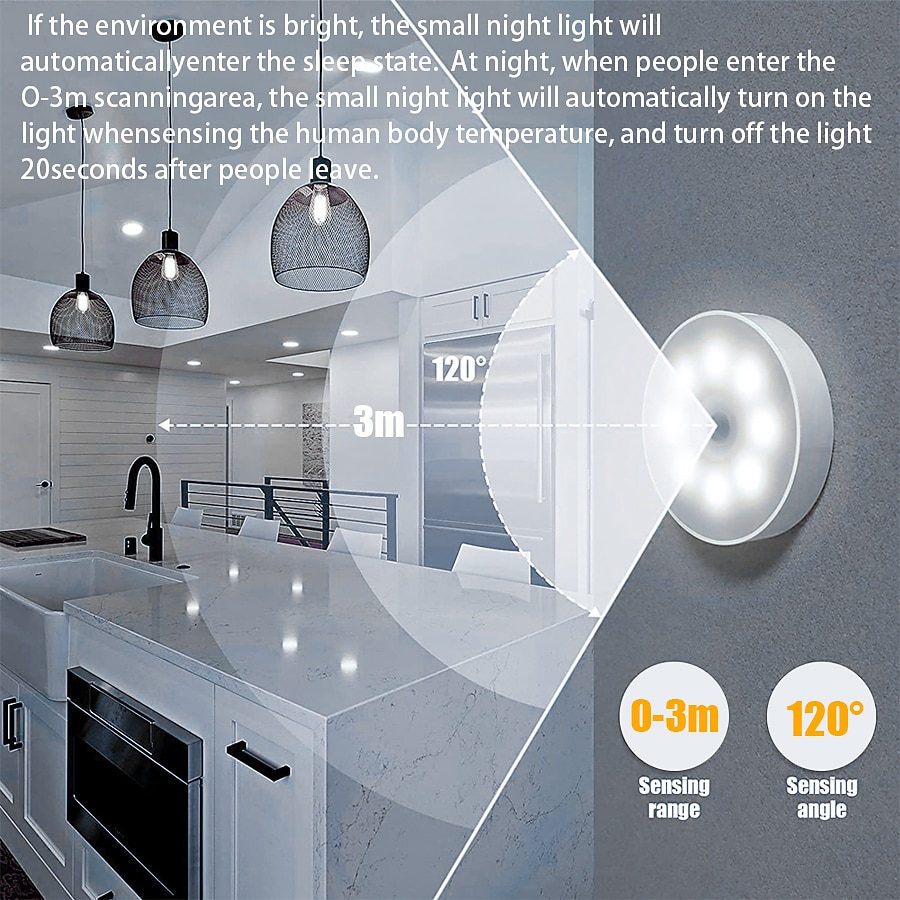 Wireless Motion Sensing Wall Light Charging Night Light Night Automatic Sensing Light Kitchen Bedroom Decorative Light 2025 - $8.99 –P11