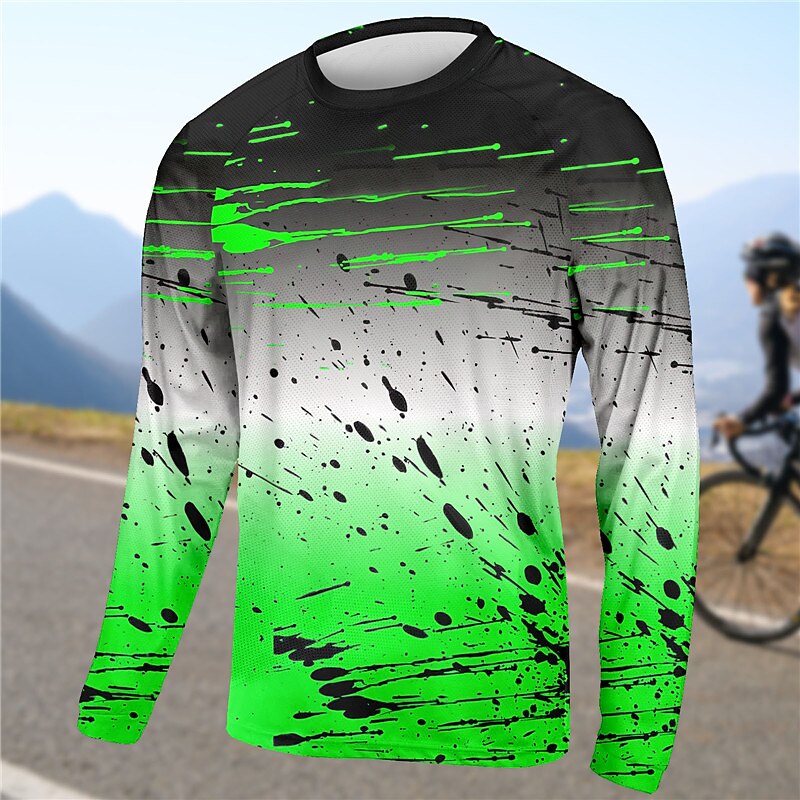 Men's Downhill Jersey Gradient Long Sleeve Bike Top with 3 Rear Pockets Mountain Bike MTB Road Bike Cycling Quick Dry Reflective Strips Back Pocket Moisture Wicking Sports Yellow Red Blue Clothing 2026 - $20.99 –P2