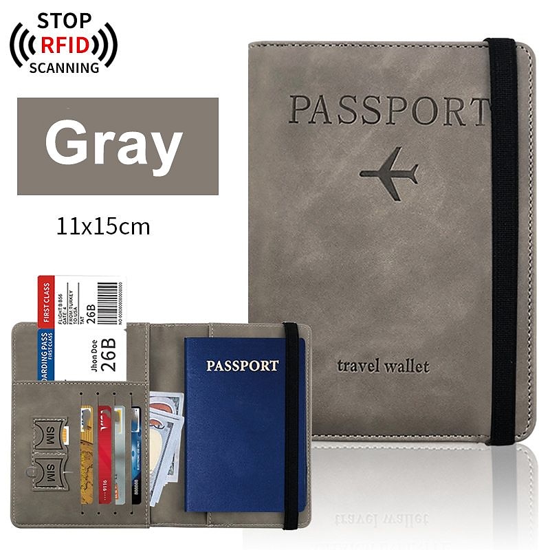 Leather Passport Cover RFID Elastic Band Travel Credit ID Card Waterproof Passport Holder Men Women Wallet Document Organizer 2025 - $6.49 –P3
