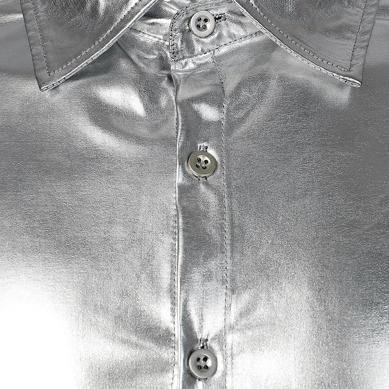 Retrò Vintage Anni '80 Metallico Lucido Camicia Disco Tinta unica Collo ripiegato Costume Per uomo Costume di Carnevale Carnevale Performance Club Parata dell'Orgoglio Adulti Camicia Tutte le stagioni del 2026 a $32.99 –P13