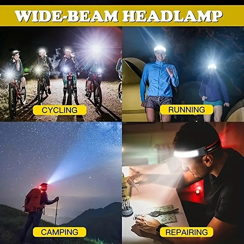 1pc 1000 Lumens USB Rechargeable LED Headlamp with Red Taillight for Outdoor Activities - Lightweight Waterproof and Ideal for Camping Running and Hiking 2025 - $19.99 –P3
