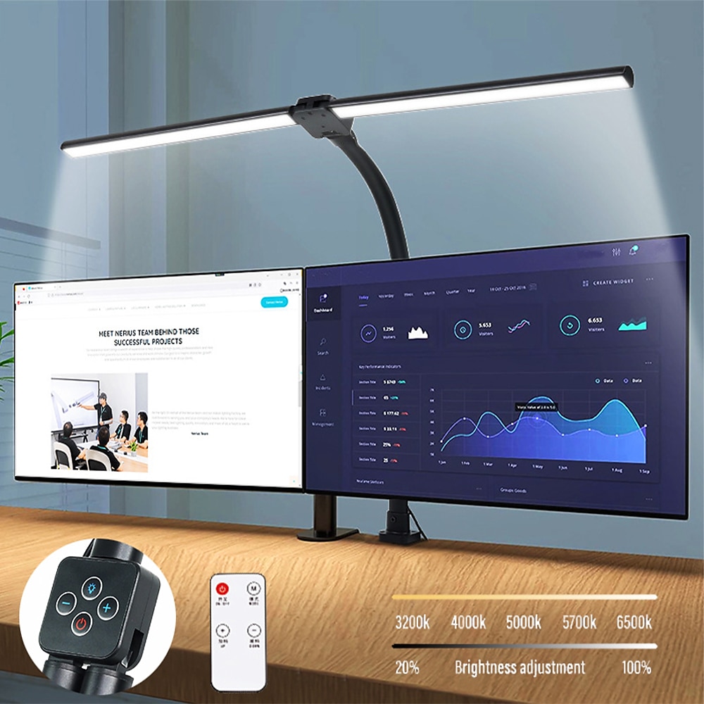 Double Head LED Clip Remote Control Desk Lamp Architect Table Lamp for Home Office Lighting 5 Color Modes and 5 Dimmable 2025 - $106.99 –P7