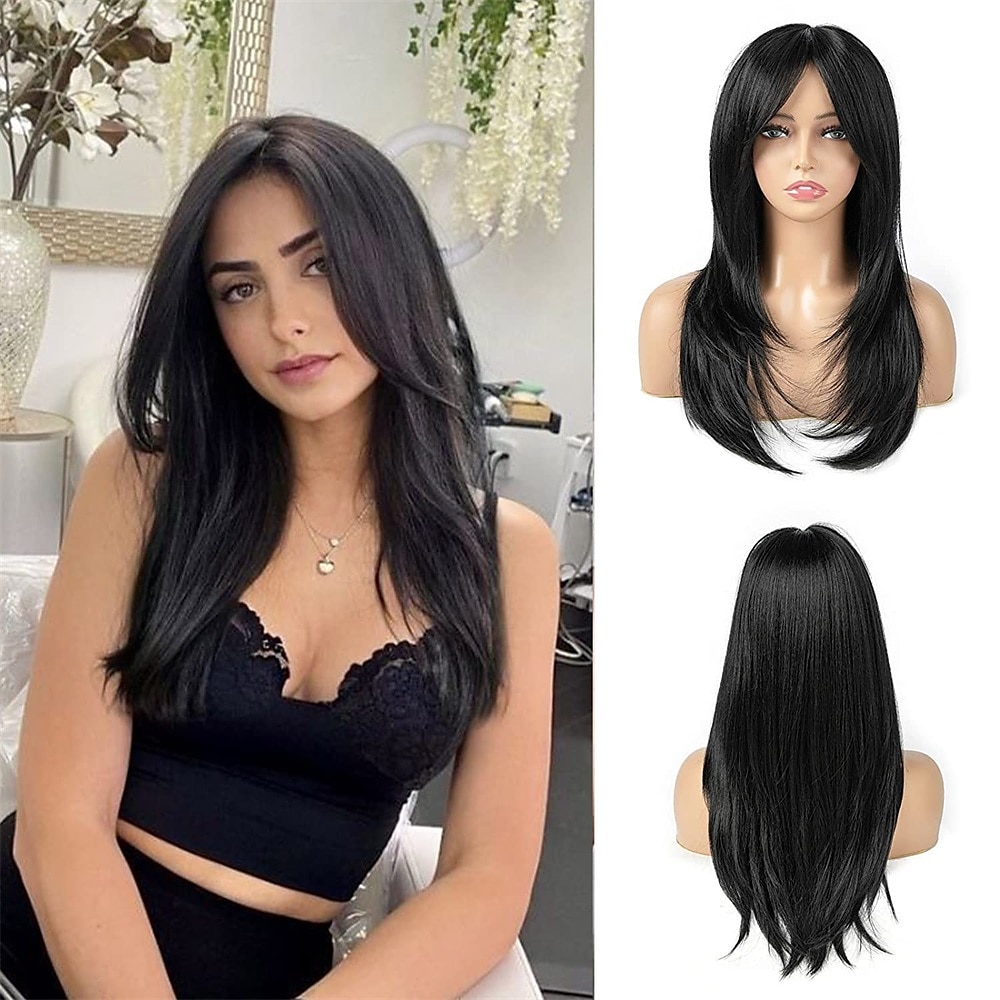 perruques blondes platine pour femmes perruque en couches avec frange 22 pouces longueur d'épaule perruque perruque de cheveux synthétiques d'aspect naturel pour une utilisation quotidienne de 2025 ? $23.99 –P1