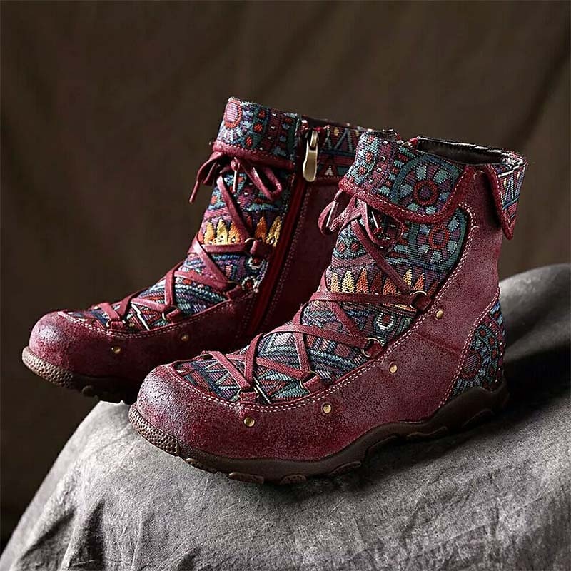 Női Csizmák Katonai csizmák Boho Extra méret Napi Színes Csizmák Bokacsizmák Lapos Kerek orrú Csehország Szüret Kényelmes Vászon Műbőr Cipzár Bor Kávé Szürke 2025 - $25.99 –P4