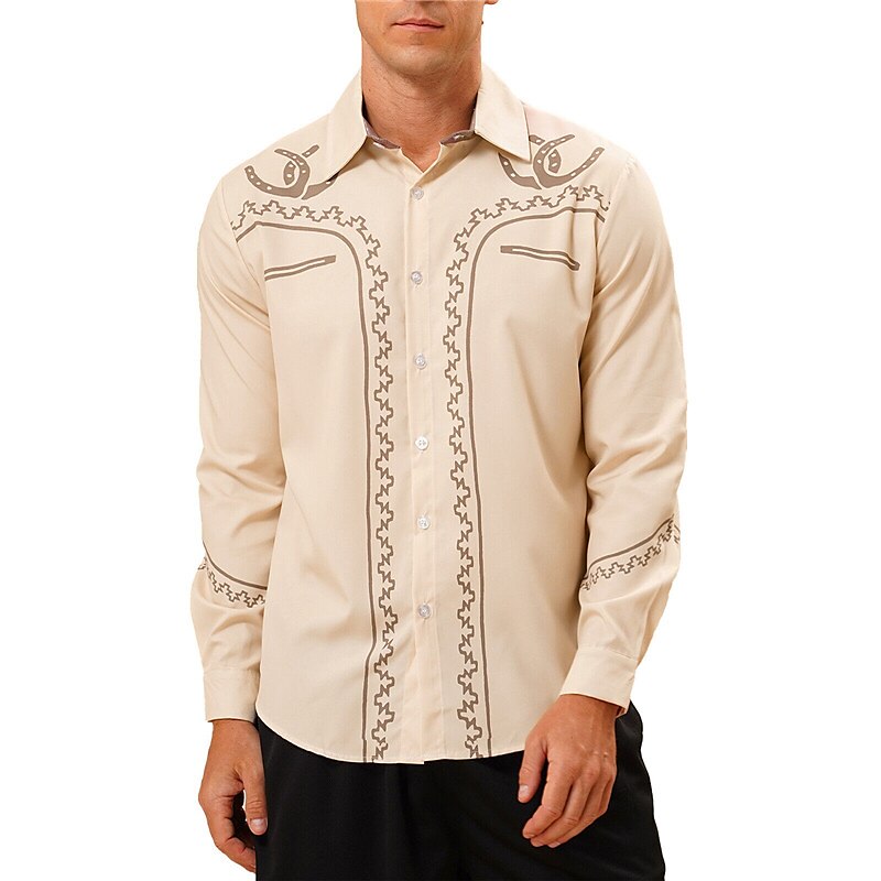 Casual totem print long sleeve outlet shirt