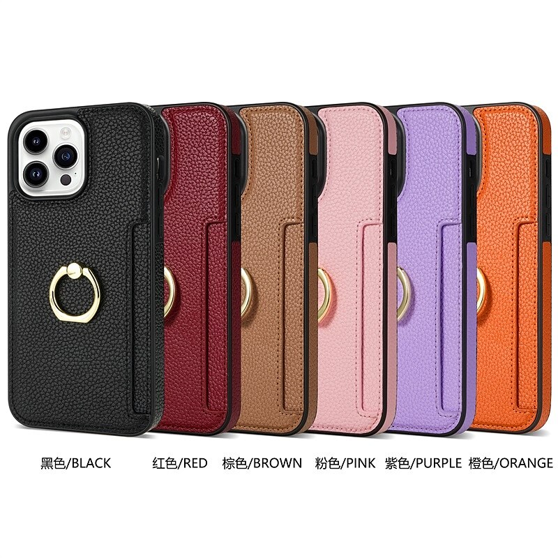 For iPhone 13 14 15Pro Max 12 11 XS XR 8 7 Card Slot Wallet Ring Shockproof  Case