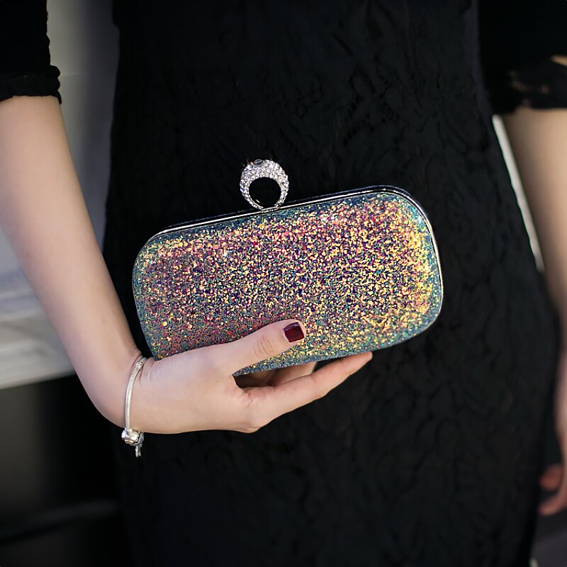 Women's Clutch Evening Bag Wristlet Clutch Bags PU Leather Party Bridal Shower Holiday Rhinestone Large Capacity Lightweight Durable Solid Color Small white Small black Small blue 2025 - $26.99 –P2