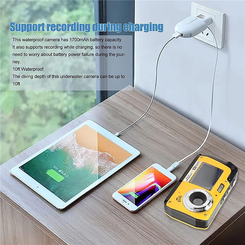 4K30FPS Waterproof Camera 56MP Underwater Cameras UHD Video Recorder Selfie IPS Dual Screens(3/2) 10FT Waterproof Digital Camera for Snorkeling on Vacation 1700mAh 2025 - $142.99 –P7