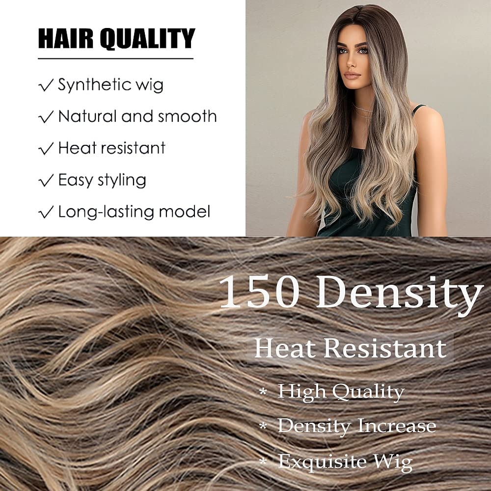 bruin lange golf pruiken pruik voor vrouwen body wave haar pruik met blond hoogtepunt pruik voor vrouwen dagelijks feest gebruik hittebestendige halloween cosplay party pruiken 2026 - $31.99 –P19