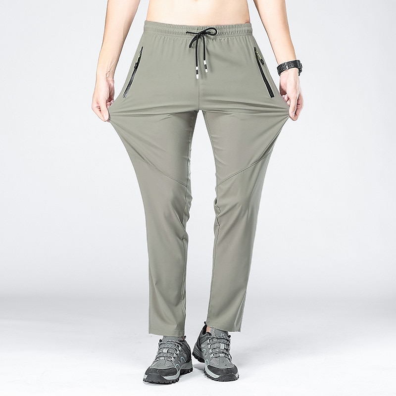 Hombre Pantalones para senderismo Pantalones impermeables de senderismo Verano Al aire libre Ajuste regular Transpirable Secado rápido Eslático Cómodo Prendas de abajo Correa Cintura elástica Negro 2025 - $12.99 –P4