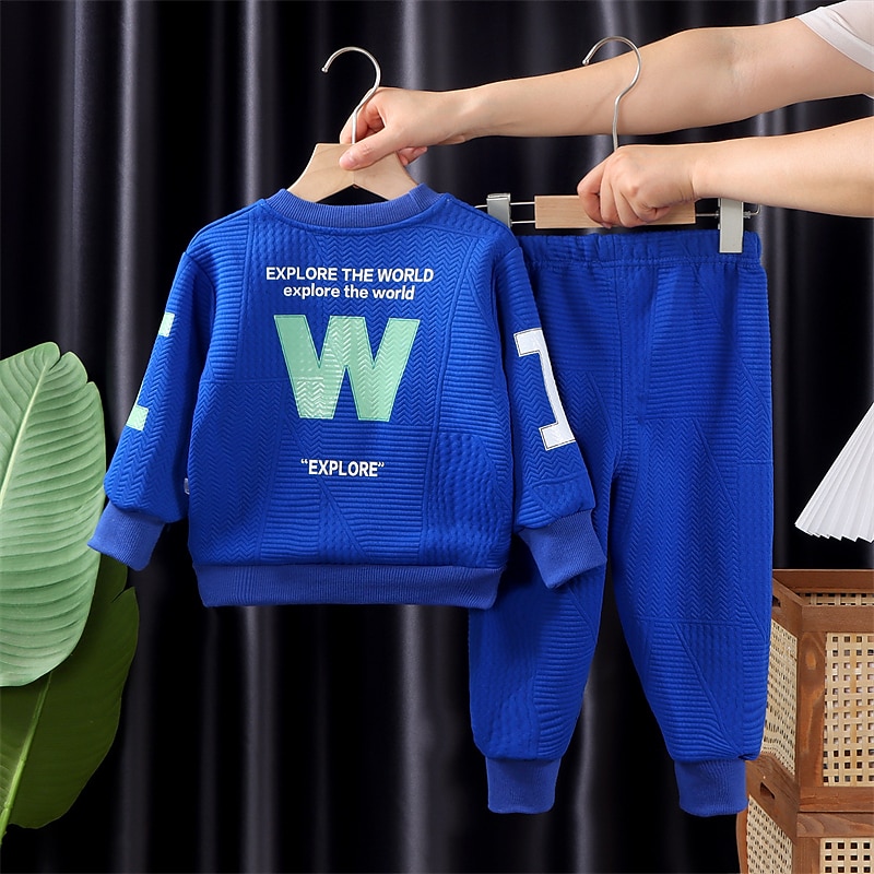 2 osainen Lapset Poikien Huppari & collegehoususetti Vaatesetti Asu Kirjain Pitkähihainen Crewneck Aseta Koulu Urheilu Muoti Päivittäin Syksy Talvi 7-13 vuotta Punastuvan vaaleanpunainen Sininen 2025 - $21.99 –P4