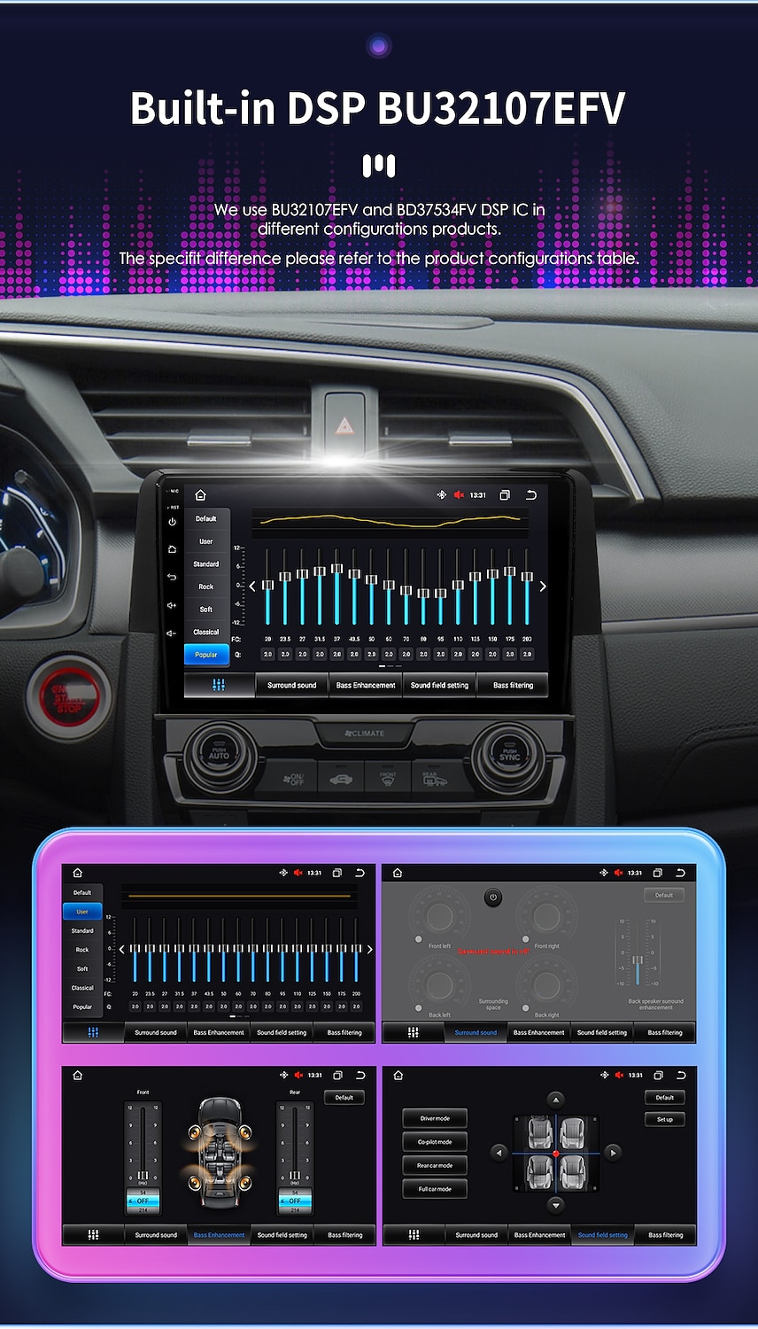 Android 12 Car Multimedia DSP For Honda Civic 10th 2016-2021 Radio Video Navigation Stereo Head Unit Screen Carplay 2025 - $228.79 –P11