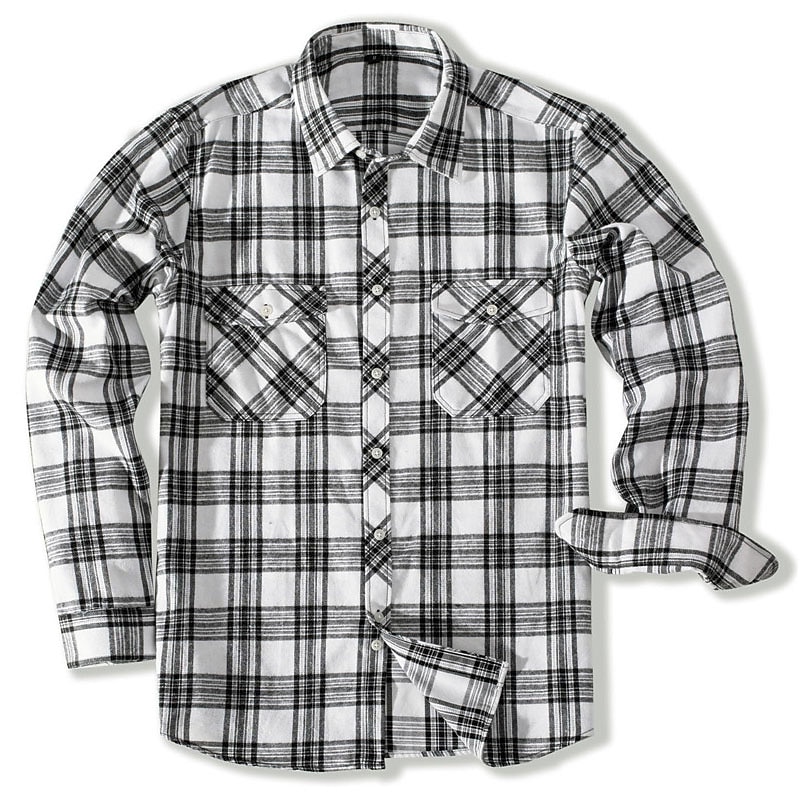 Herren Hemd Flanellhemd Kariertes Hemd Knopfhemd Overshirt Karo Outdoor Alltagskleidung Weiß Wein Rote Marineblau Langarm Revers Frühling & Herbst Bekleidung Fronttasche 2025 - $29.99 –P12