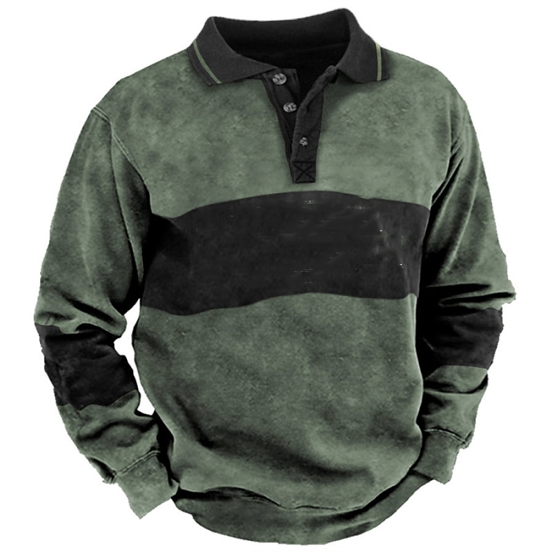 Men's Sweatshirt Tactical Navy Blue Brown Green Gray Polo Collar Color Block Sports & Outdoor Daily Holiday Polyester Streetwear Basic Casual Spring &  Fall Clothing Apparel Hoodies Sweatshirts  Long 2026 - $27.99 –P1