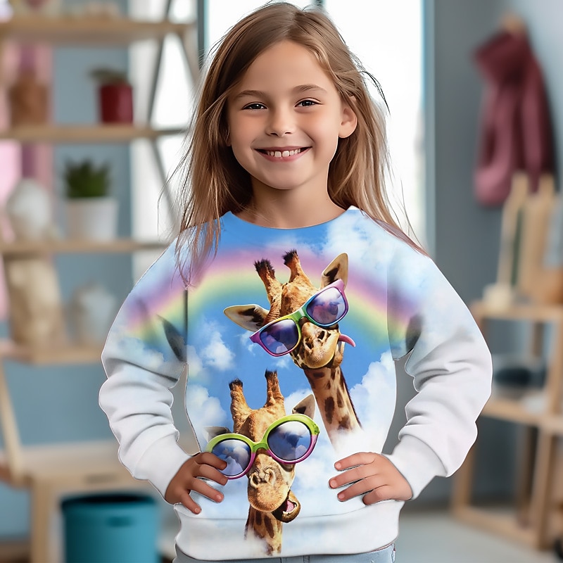 Fille 3D Graphic Bande dessinée Chat Sweatshirt manche longue 3D effet Eté Automne Mode Vêtement de rue Adorable Enfants 3-12 ans Extérieur Casual du quotidien Standard de 2025 ? $16.49 -P11