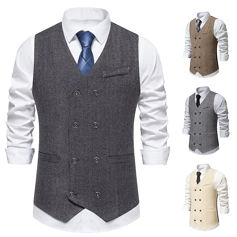 Vintage Anni 1920 Gilet Il grande Gatsby Gentiluomo Testimoni dello Sposo Slim Fit Costume Per uomo Mascherata Matrimonio Ospite di nozze Evento / Festa Adulti Gilet del 2026 a $30.99 –P4