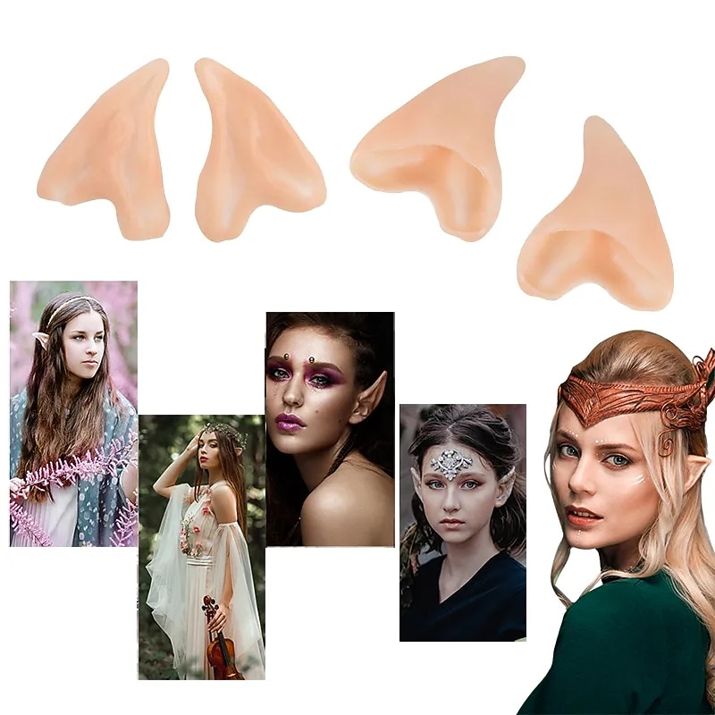 Halloween Elf Ears Cosplay Props, Latex Fairy Angel Dress Up False Ears, Half Elf Ears for Halloween Costume, Party Decoration Accessories 2025 - $6.99 –P5