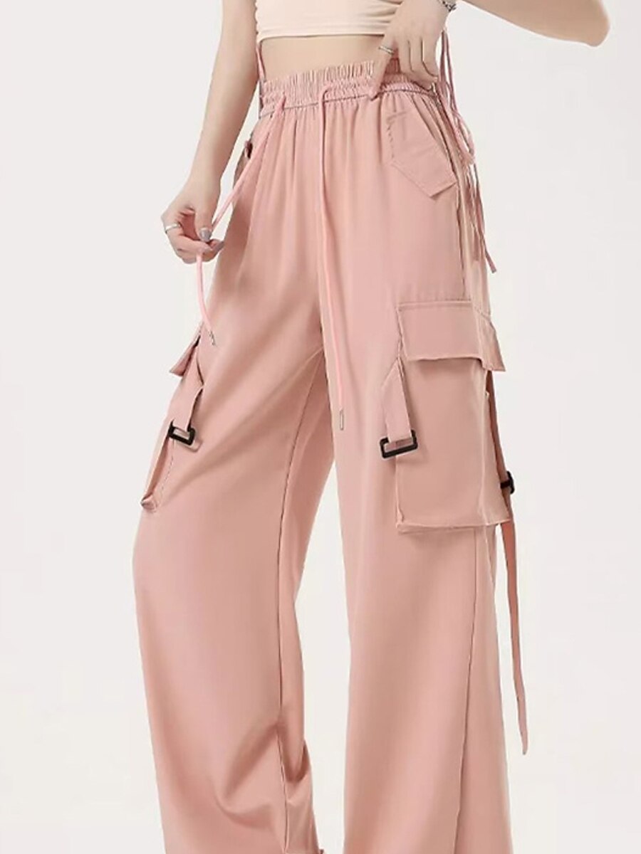 Women's Cargo Pants Wide Leg Pants Trousers Full Length Pocket Baggy Micro-elastic High Rise Fashion Streetwear Street Daily Wear Black Pink S M Fall Winter 2023 - US $19.99 –P4