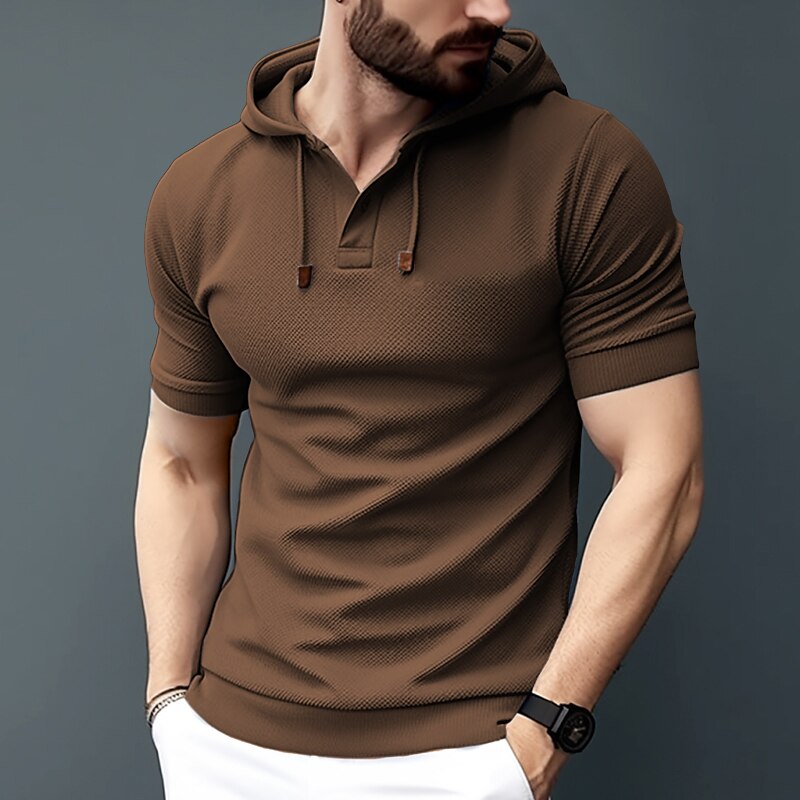 Men's T shirt Tee Tee Top Plain Hooded Street Vacation Short Sleeves Front Pocket Clothing Apparel Fashion Designer Basic 2023 - AED 87 –P4