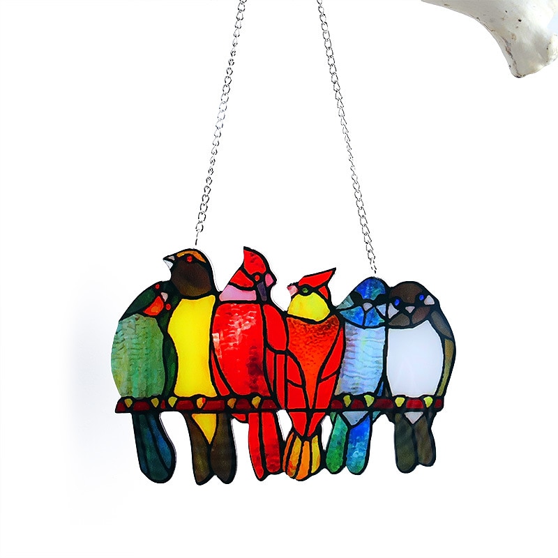 witraże okienne, dekoracyjne 9 ptaków na witrażu drucianym, rękodzieło witrażowe, pomysł na prezent na urodziny, Wielkanoc, Boże Narodzenie lub na każdą okazję 2026 - $9.99 –P7