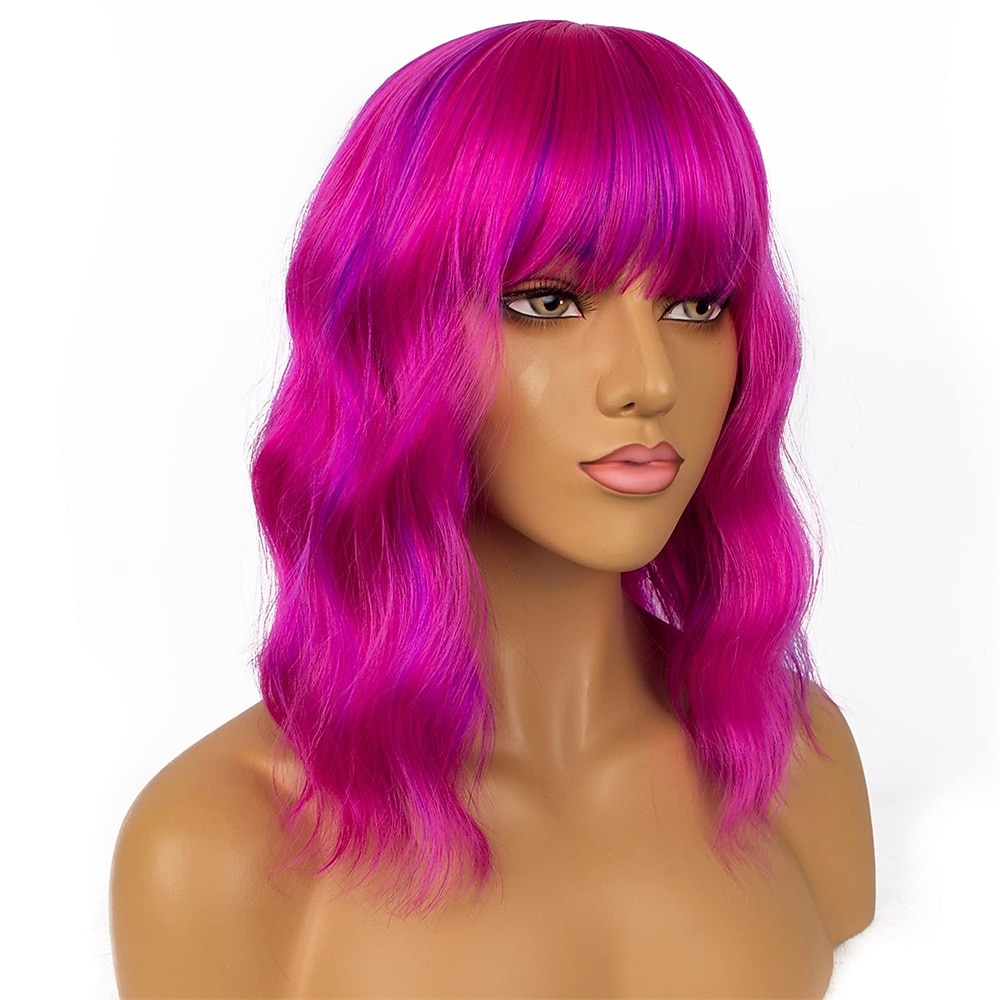 Kurze Bob-Perücken mit Pony für Frauen, lockere gewellte Perücke, lockige, schulterlange Bob-Perücke, synthetische Cosplay-Perücke für Mädchen, bunte Kostüm-Perücken 2025 - $21.99 –P2