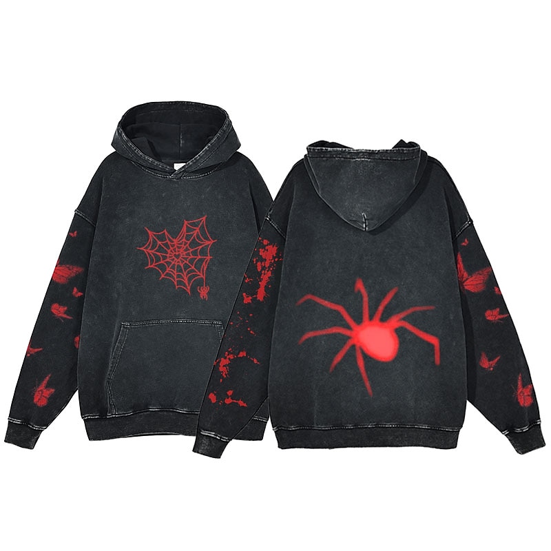 Víspera de Todos los Santos Gritar Esqueleto Sudadera Camiseta extragrande lavada con ácido Estampado Bolsillo delantero Gráfico Para Pareja Hombre Mujer Adulto Mascarada Estampado en caliente Casual 2025 - $30.99 –P1