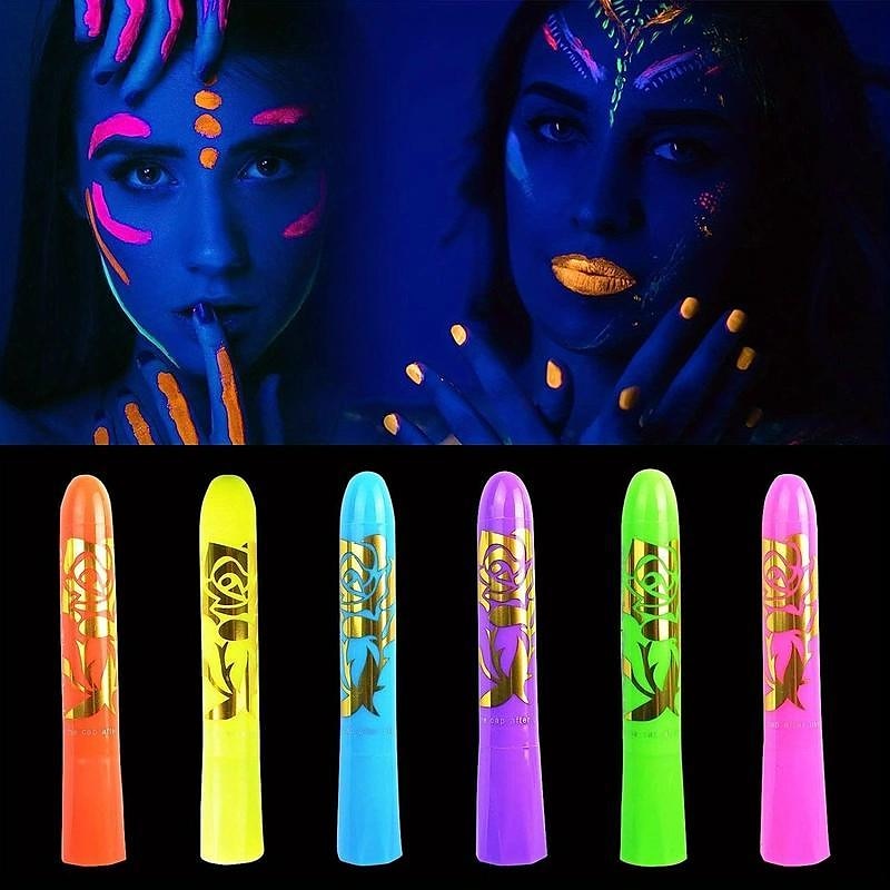 6pcs UV Glow Body and Face Paint Kit - Fluorescent Crayons for Adults - Perfect for Birthday Parties, Halloween, and Masquerades 2025 - $12.49 –P9
