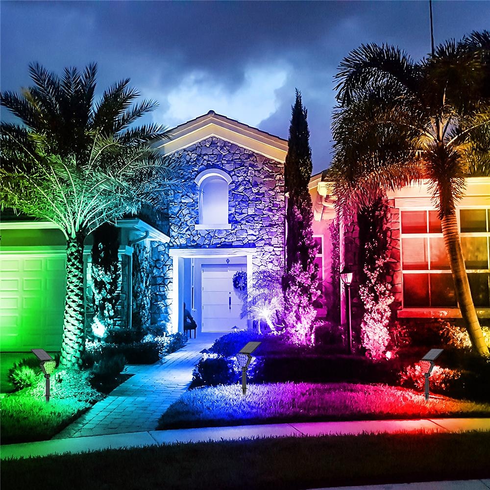Colorful RGB Solar Lawn Lamp Ground Plug-in Floodlight Outdoor High Brightness Courtyard Landscape Lighting Tree Spotlight Foldable High Brightness Lighting 2025 - $23.99 –P1