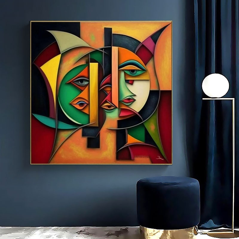 abstrakt kunst farverigt ansigt lærred maleri vægbilleder til stuen væg håndlavet på lærred moderne billeder (ingen ramme) 2023 - US $77.99