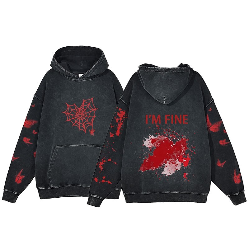 Víspera de Todos los Santos Gritar Esqueleto Sudadera Camiseta extragrande lavada con ácido Estampado Bolsillo delantero Gráfico Para Pareja Hombre Mujer Adulto Mascarada Estampado en caliente Casual 2025 - $30.99 –P9