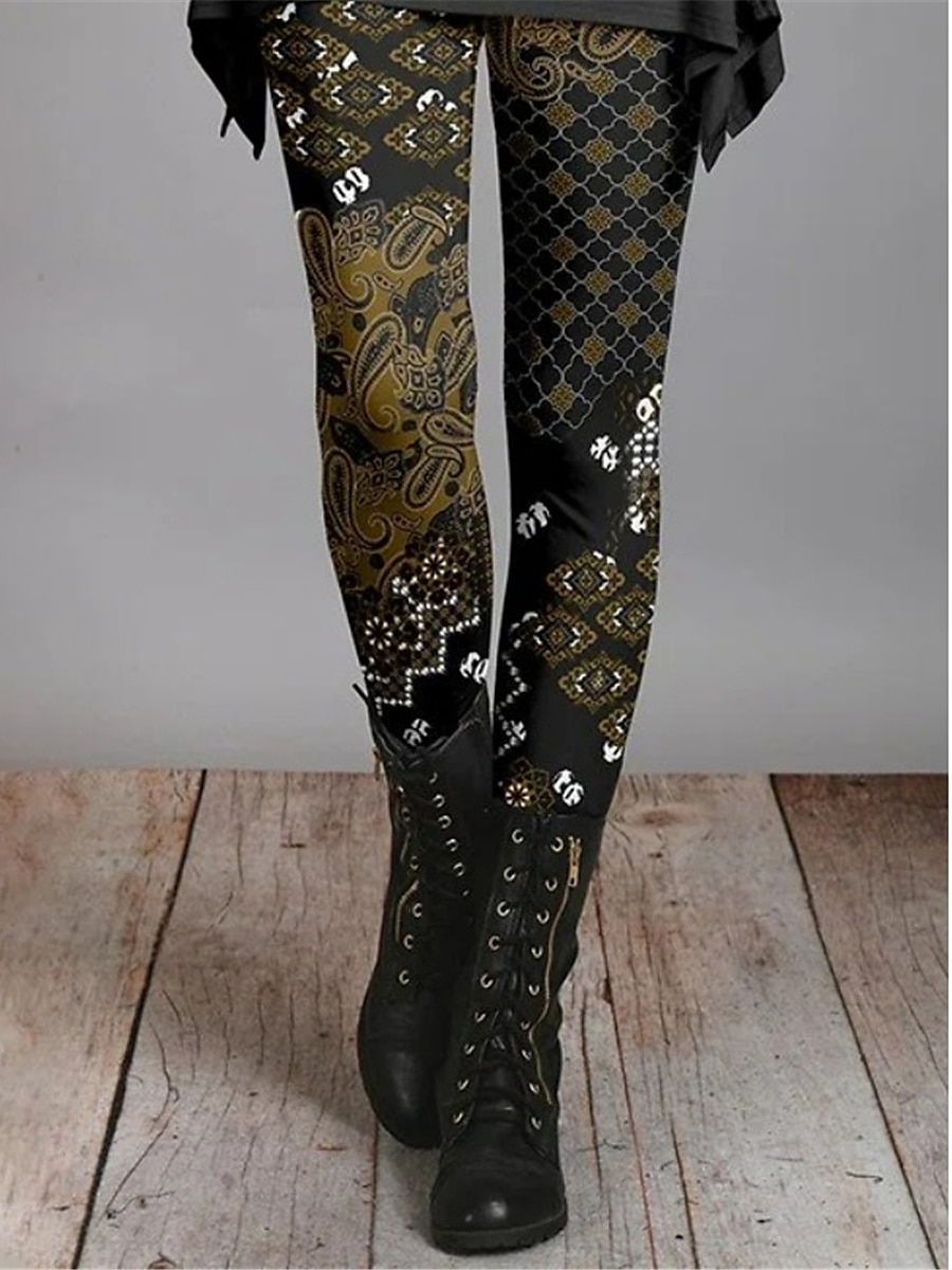 Women's Tights Leggings Full Length Print Micro-elastic High Waist Vintage  Ethnic Style Halloween Daily Wear Suit 3 Suit 5 S M Fall & Winter 2024 -  $18.99